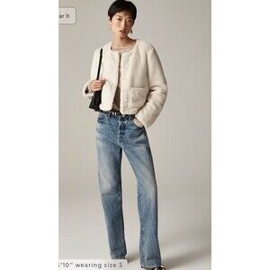 J.CREW Faux Fur Lady Jacket Plus Size 2X Ivory Cream Coat NEW Party Lux Modern